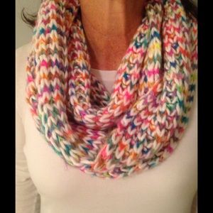 ADORABLE rainbow infinity scarf, like new