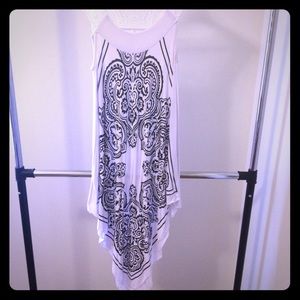 Nice dress cotton viscose dark grey & white L - XL