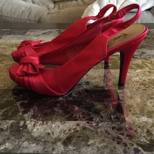Fioni Night Red Open Toe Heels