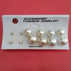 Pearls set and crystal studs.