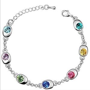 Color Crystal Bracelet Silver Charm Birthstone