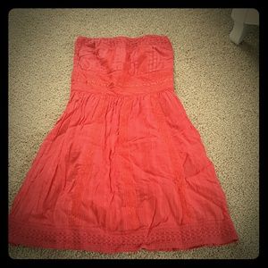 Coral strapless dress