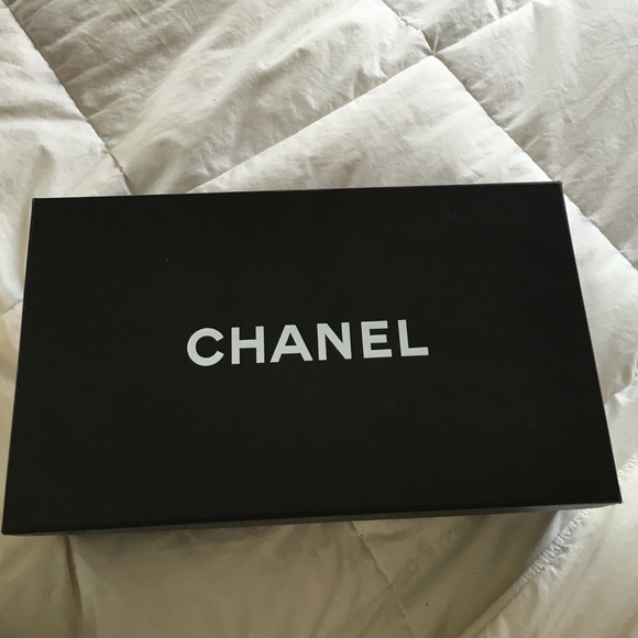 Chanel white leather flats