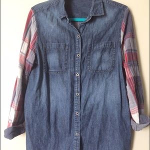 Denim and plaid top