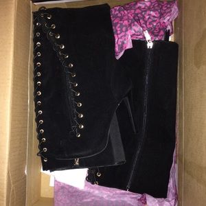 Size 8 Vegan Suede Dollhouse Thigh High Boots