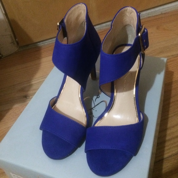 Jessica Simpson Elko Nubuck Royal Blue Heel