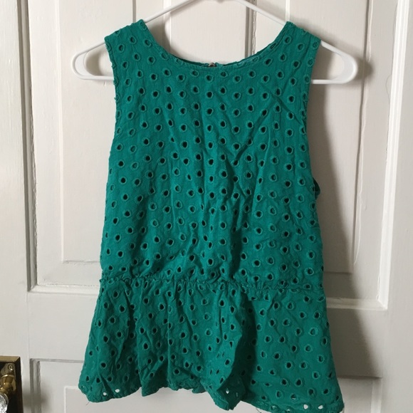 Pim + Larkin Teal Eyelet Sleevless Top
