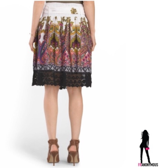 Tribal Print Skirt w/ Crochet Trim - Picture 2 of 2