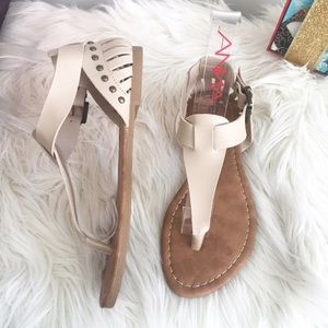 Beige Stud Sandals