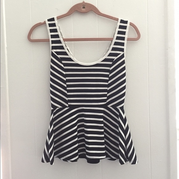 Black and White Peplum Top