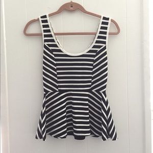 Black and White Peplum Top