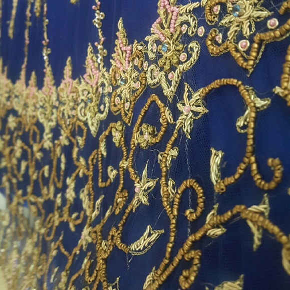 Beautiful blue and magenta fishtail lehnga