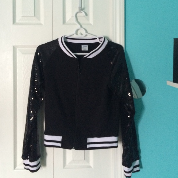 Sparkly sleeve varsity jacket type jacket