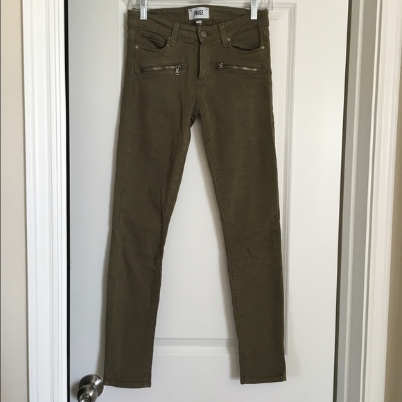 Paige Indio Zip Olive Cavalry Green Denim Wash