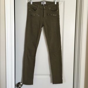 Paige Indio Zip Olive Cavalry Green Denim Wash