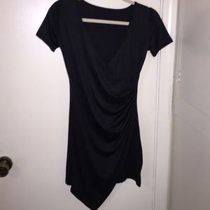 Black jersey wrap front dress