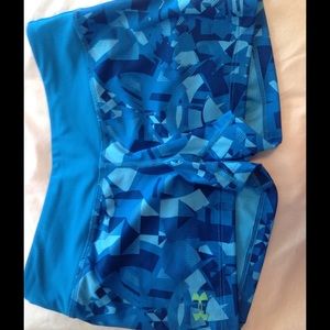 Under armour blue geometric spandex shorts