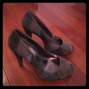 Peep Toe Suede Pumps