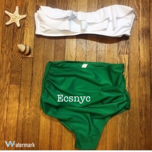 High Waist Boho Chic Bandeau Bikini - Picture 2 of 4