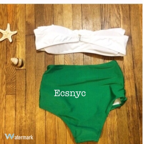 High Waist Boho Chic Bandeau Bikini - Picture 3 of 4