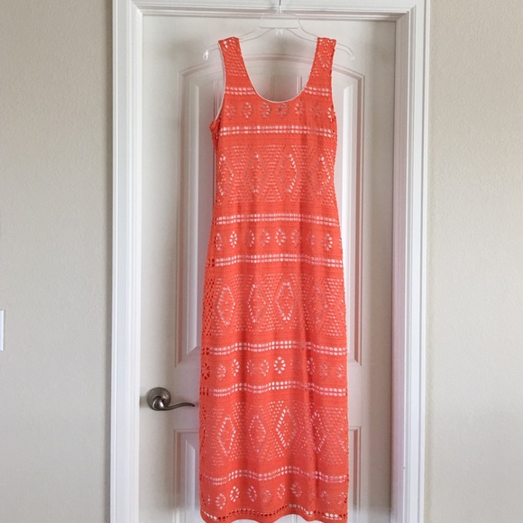 SOLD! Coral and White Maxi Dress