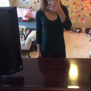 Forest Green V-neck Women's Sweater