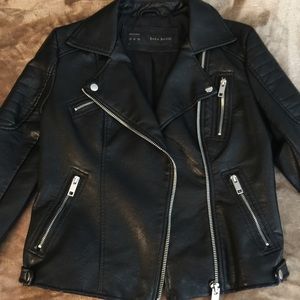Zara Basic Moto faux Leather jacket size M