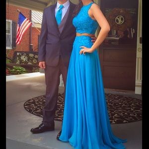 Blue two-piece prom dress