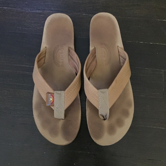 Rainbow Leather Flip Flops