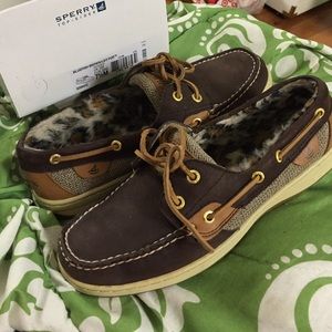 Sperry, bluefish -brown, leopard fur