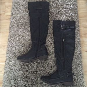 Black thigh high boots