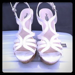Size 7, white strap wedges! Gently used!