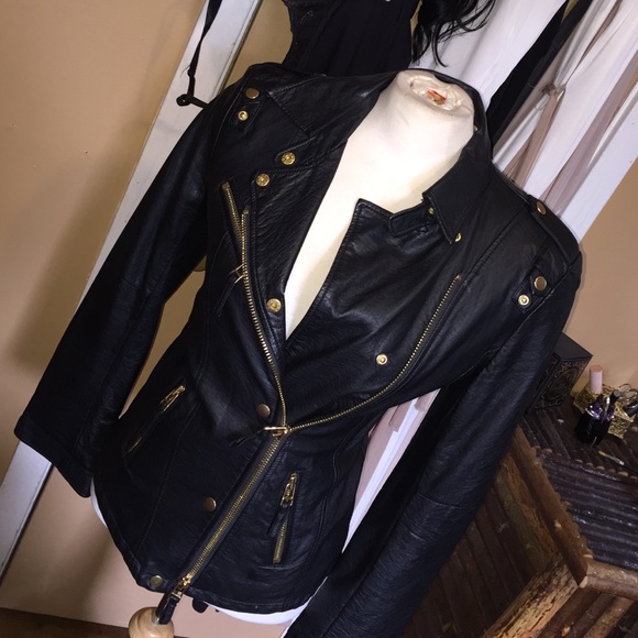 SOLD!!!!!!!!!!    Leather jacket with gold accent