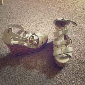 Cream, Cork Bottom Wedges! NEVER WORN!