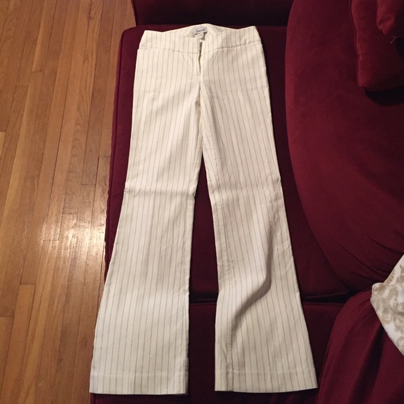Bebe White Pinstripe Dress Pants
