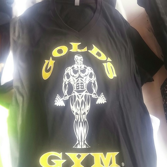New Golds Gym Shirt! Yellow White Workout Shirt!