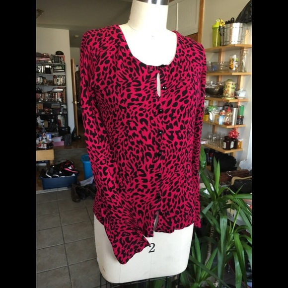 Fuchsia Leopard Cardigan sz S