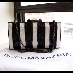 BCBG MAXAZRIA Estela Striped Snakeskin Clutch