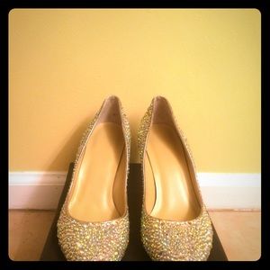 Custom rhinestone pumps with red sole