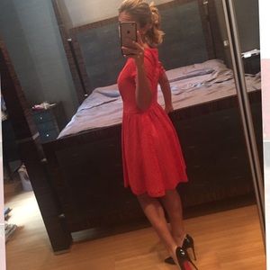 Rachel Roy red nude lace dress - Size 4