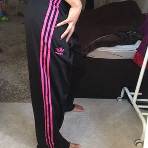 black and pink adidas pants