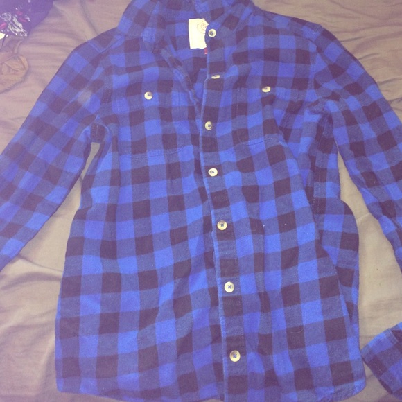 Blue and black flannel button up