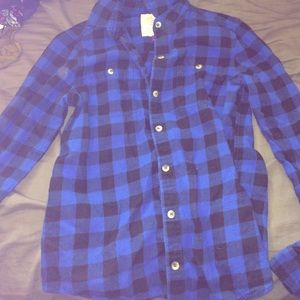Blue and black flannel button up