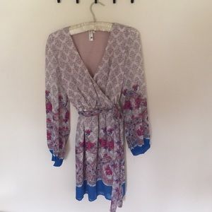 Pink Owl Floral Wrap Dress