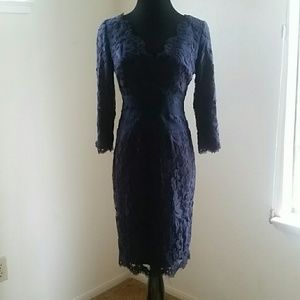 Tadashi Shoji Navy Dress with Lace Detail