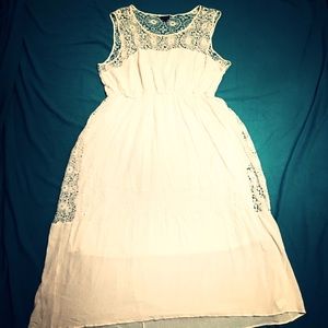 White Torrid crocheted summer maxi dress