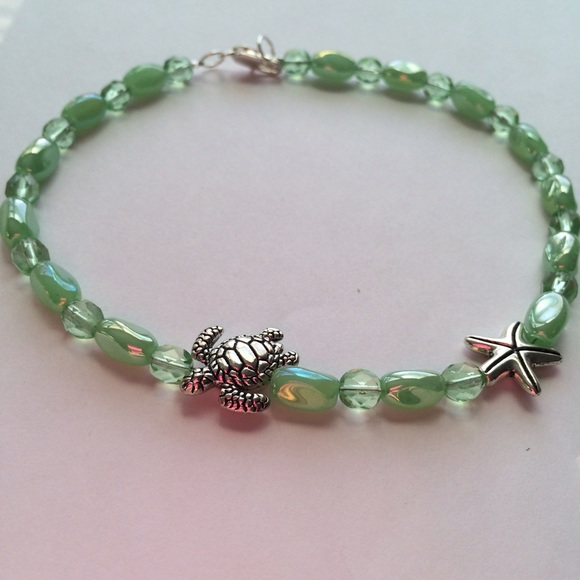 Pretty Green Adventurine  Ankle Bracelet - Picture 2 of 4