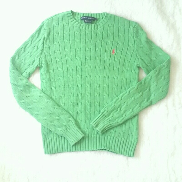 🍀 Ralph Lauren Green Cable Knit Sweater 🍀
