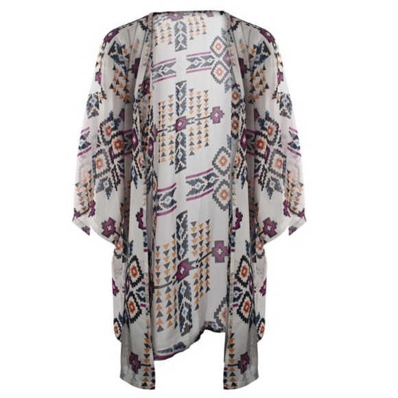 Geometric chiffon cardigan🔆 - Picture 2 of 4