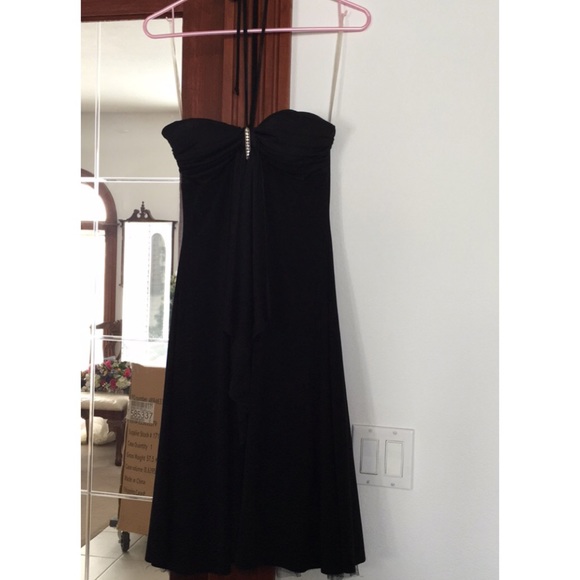 Formal black halter style dress.
